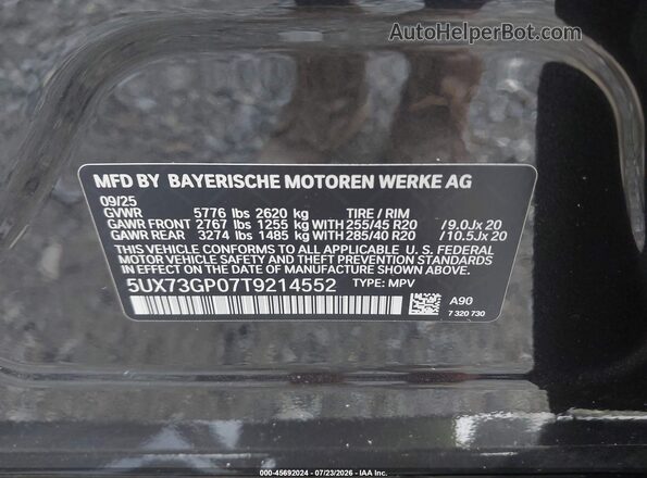 5UX73GP07T9214552 2026 BMW X3 Gray Вид підкапотного простору