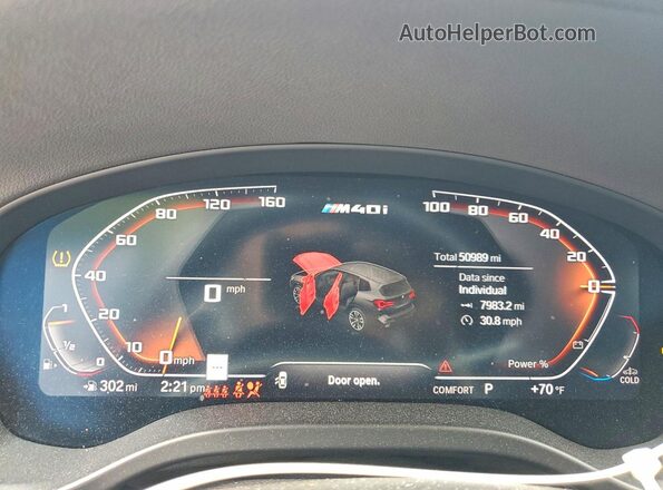 5UX83DP00N9L53427 2022 BMW X3 Gray Вид щитка приладів