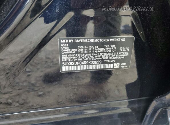 5UX83DP04R9X00859 2024 BMW X3 Black Вид наклейки з VIN-кодом
