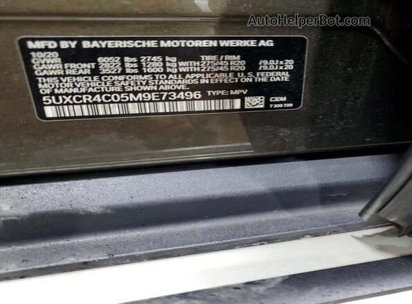 5UXCR4C05M9E73496 2021 BMW X5 Green Սալոնի 360 աստիճան տեսք