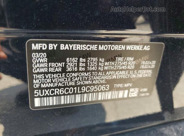 5UXCR6C01L9C95063 2020 BMW X5 Black 360 interior view