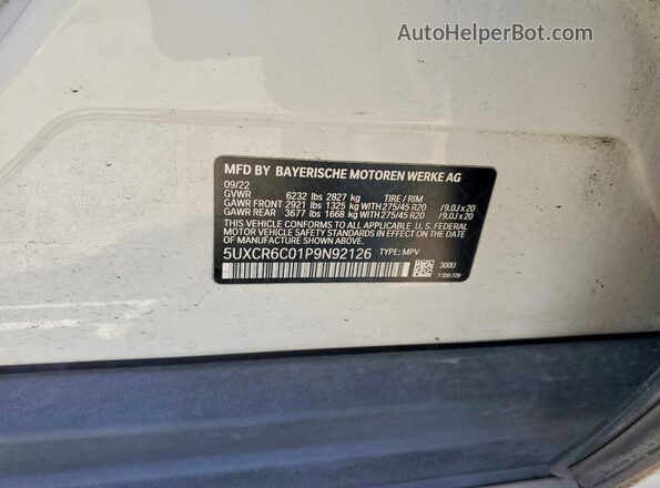 5UXCR6C01P9N92126 2023 BMW X5 Белый Вид подкапотного пространства