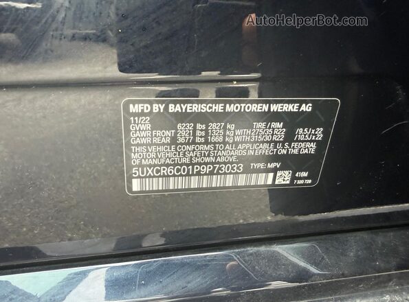 5UXCR6C01P9P73033 2023 BMW X5 Черный Вид задней части салона