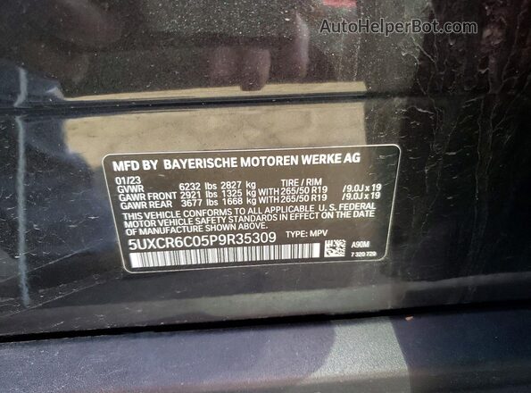 5UXCR6C05P9R35309 2023 BMW X5 Charcoal VIN կոդի պիտակի տեսք