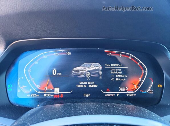5UXCR6C07L9B27265 2020 BMW X5 Black Instrument cluster view