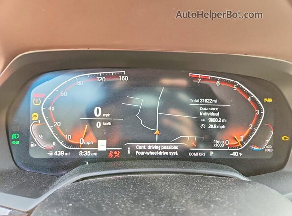 5UXCR6C54KLB12476 2019 BMW X5 Black Instrument cluster view