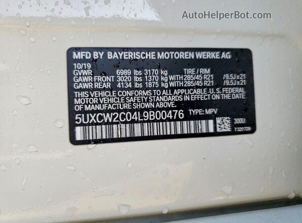 5UXCW2C04L9B00476 2020 BMW X7 White Շարժիչի բաժամունքի տեսք