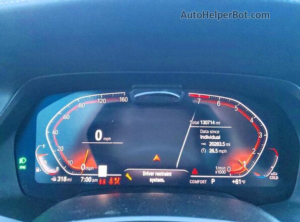 5UXCW2C09L9B05317 2020 BMW X7 Tan ხელსაწყოთა პანელის ხედი