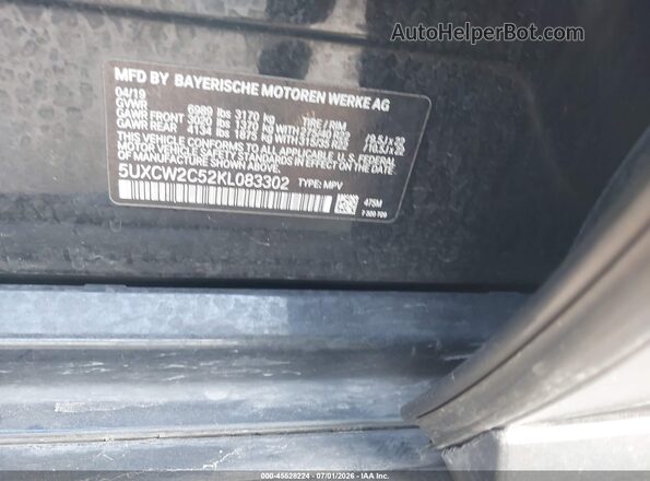 5UXCW2C52KL083302 2019 BMW X7 Black Widok komory silnika