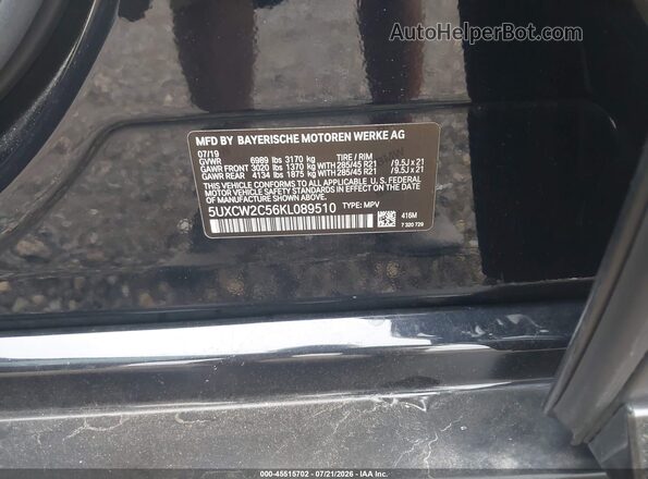 5UXCW2C56KL089510 2019 BMW X7 Black Vista del compartimento del motor