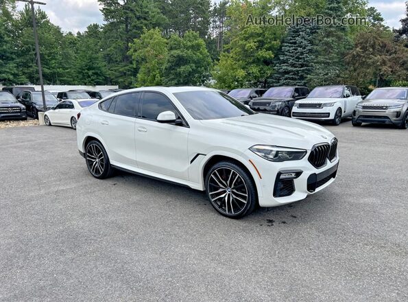 5UXCY4C01M9E83977 2021 BMW X6 White Trasero izquierdo