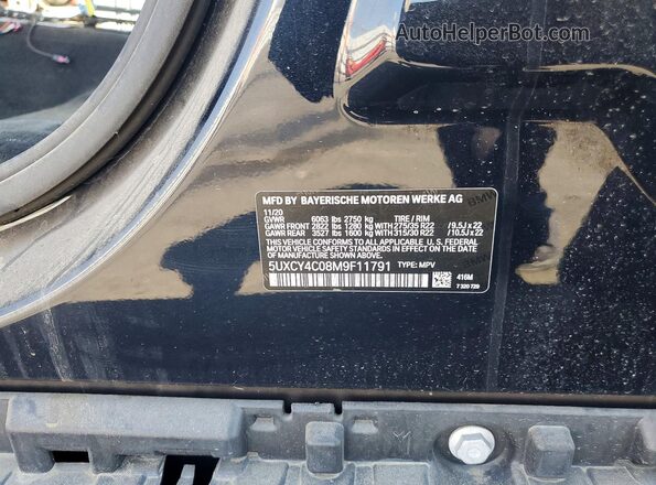 5UXCY4C08M9F11791 2021 BMW X6 Black Вид наклейки з VIN-кодом