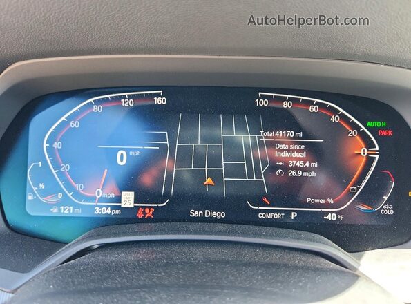 5UXCY6C01N9M19626 2022 BMW X6 Blue Instrument cluster view