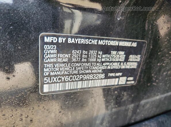 5UXCY6C02P9R83286 2023 BMW X6 Gray VIN կոդի պիտակի տեսք