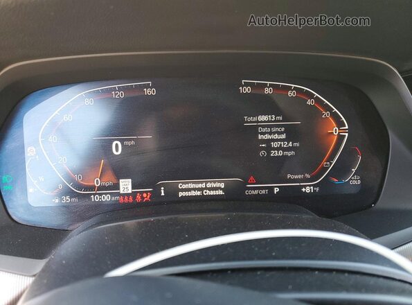 5UXCY6C07N9K62314 2022 BMW X6 White Вид щитка приладів
