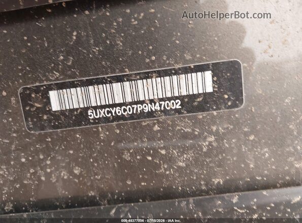 5UXCY6C07P9N47002 2023 BMW X6 Green Вид наклейки з VIN-кодом