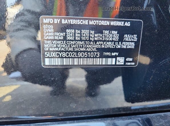 5UXCY8C02L9D51073 2020 BMW X6 Black ძრავის განყოფილების ხედი