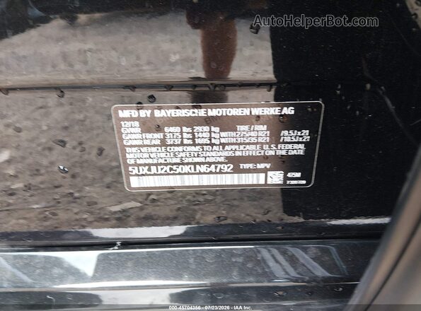 5UXJU2C50KLN64792 2019 BMW X5 Black Widok komory silnika