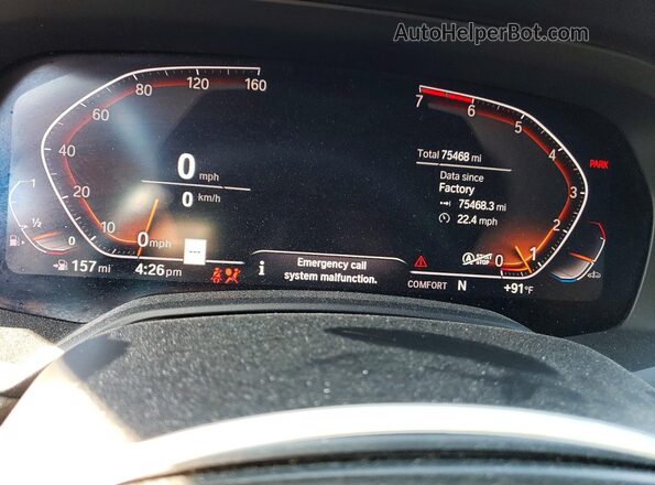 5UXJU2C53KLN66228 2019 BMW X5 White Widok zestawu wskaźników