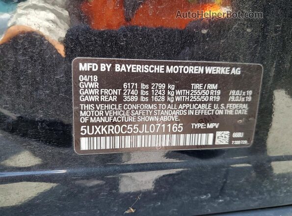 5UXKR0C55JL071165 2018 BMW X5 Black 360 interior view