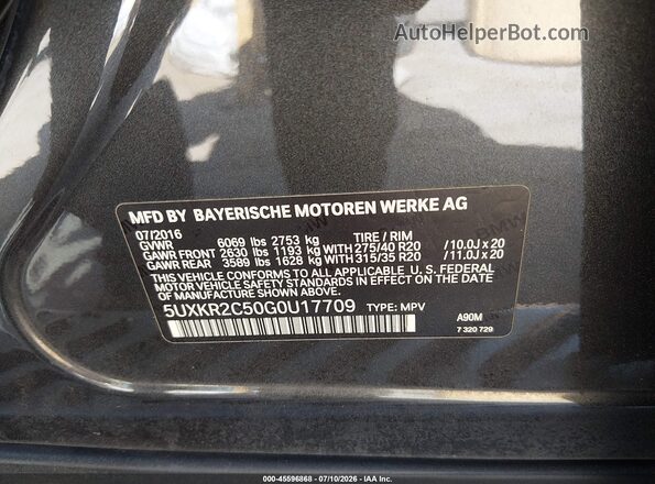 5UXKR2C50G0U17709 2016 BMW X5 Black Շարժիչի բաժամունքի տեսք
