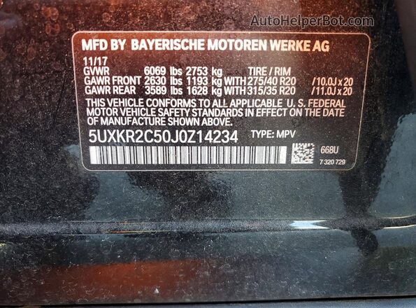 5UXKR2C50J0Z14234 2018 BMW X5 Black Панорамний вид салону 360°