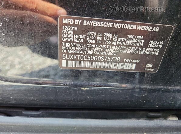 5UXKT0C50G0S75738 2016 BMW X5 Black Вид підкапотного простору