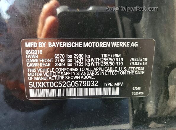5UXKT0C52G0S79032 2016 BMW X5 Черный Вид наклейки с VIN-кодом