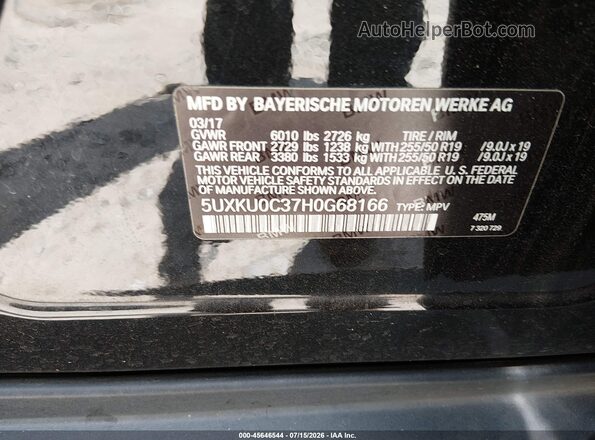 5UXKU0C37H0G68166 2017 BMW X6 Black Вид підкапотного простору