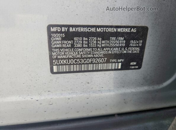 5UXKU0C53G0F92607 2016 BMW X6 Gray Engine compartment view