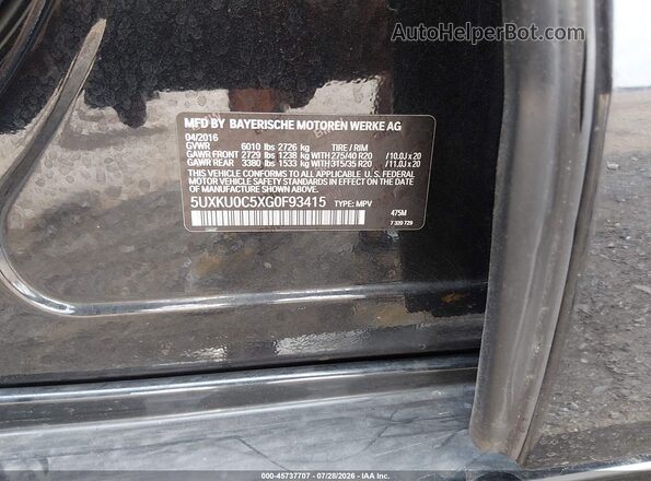 5UXKU0C5XG0F93415 2016 BMW X6 Black Вид підкапотного простору