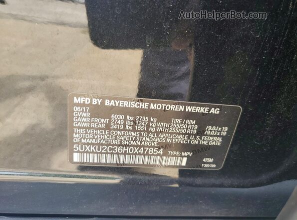 5UXKU2C36H0X47854 2017 BMW X6 Black Շարժիչի բաժամունքի տեսք