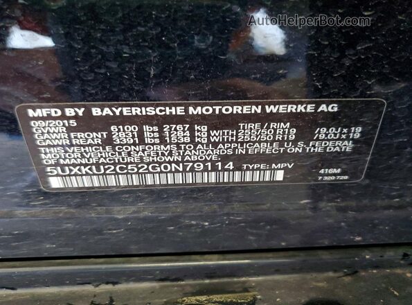 5UXKU2C52G0N79114 2016 BMW X6 Blue VIN sticker view