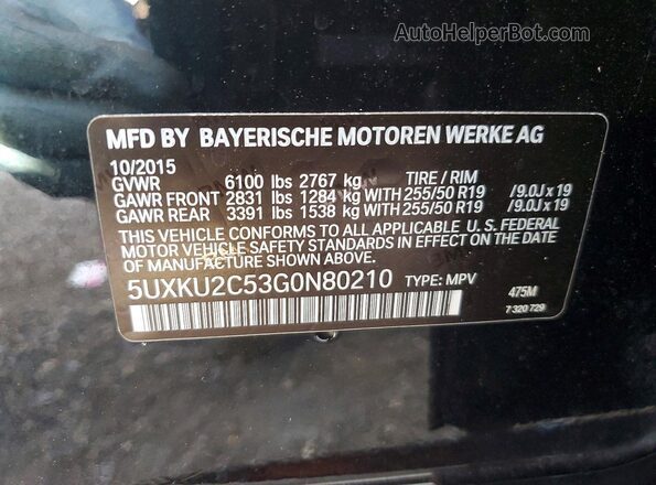 5UXKU2C53G0N80210 2016 BMW X6 Black VIN կոդի պիտակի տեսք