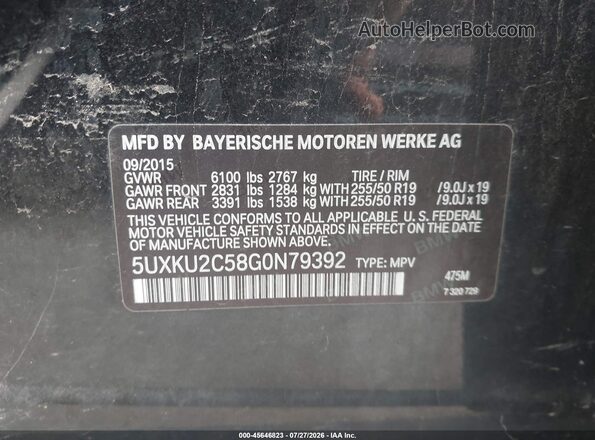 5UXKU2C58G0N79392 2016 BMW X6 Black Շարժիչի բաժամունքի տեսք