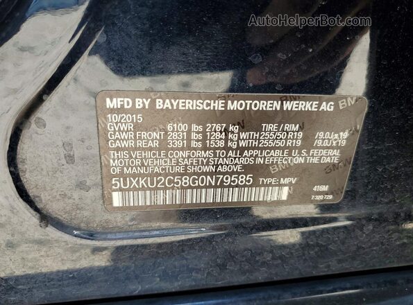 5UXKU2C58G0N79585 2016 BMW X6 Black Vista de la etiqueta del VIN