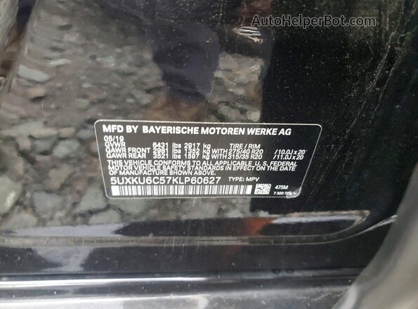 5UXKU6C57KLP60627 2019 BMW X6 Black Widok naklejki z numerem VIN