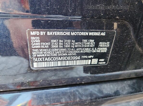 5UXTA6C05M9D83994 2021 BMW X5 Blue Widok naklejki z numerem VIN
