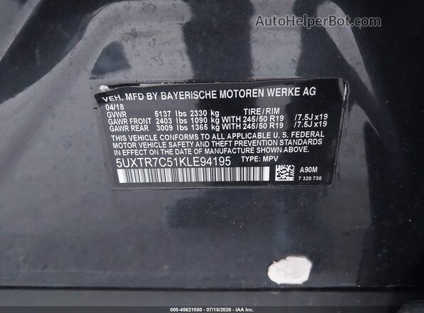 5UXTR7C51KLE94195 2019 BMW X3 Gray Engine compartment view