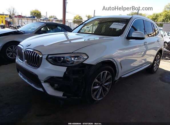 5UXTR7C57KLR51329 2019 BMW X3 White Առջևի ձախ երեք քառորդ տեսարան