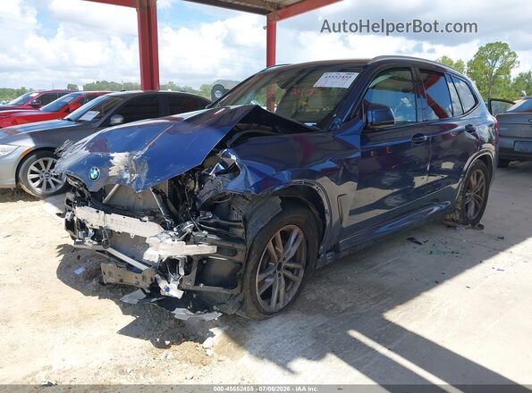 5UXTR7C58KLF30531 2019 BMW X3 Blue Առջևի ձախ երեք քառորդ տեսարան