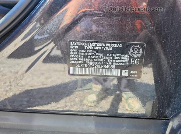 5UXTR9C52KLP84986 2019 BMW X3 Gray Панорамний вид салону 360°