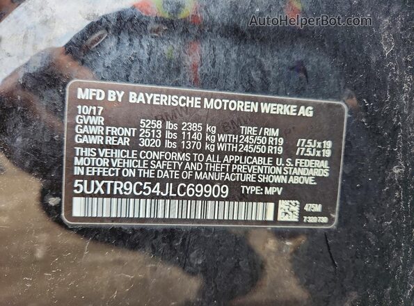 5UXTR9C54JLC69909 2018 BMW X3 Black Вид наклейки з VIN-кодом