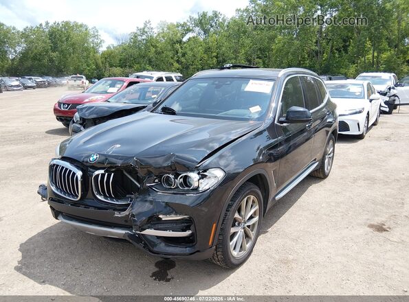 5UXTR9C54KLR04643 2019 BMW X3 Black Առջևի ձախ երեք քառորդ տեսարան