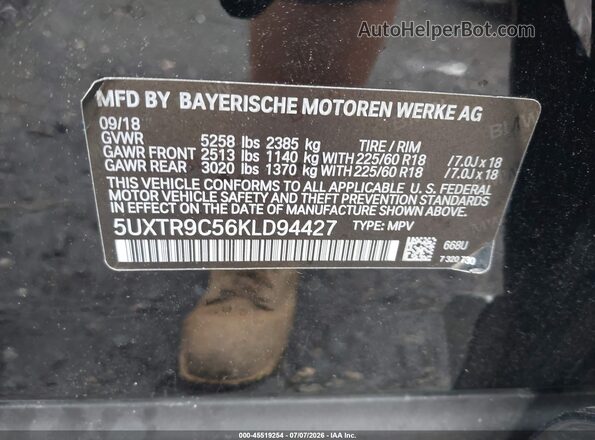 5UXTR9C56KLD94427 2019 BMW X3 Black Widok komory silnika