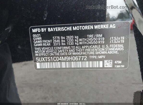 5UXTS1C04M9H06772 2021 BMW X3 Black Engine compartment view