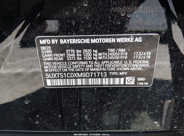 5UXTS1C0XM9D71713 2021 BMW X3 Black Vista del compartimento del motor