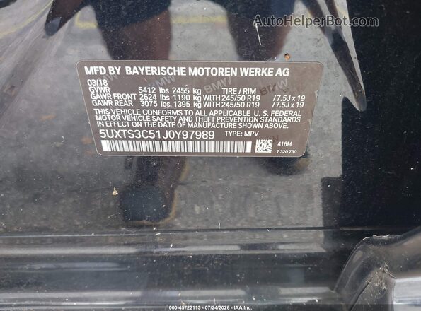 5UXTS3C51J0Y97989 2018 BMW X3 Dark Blue Вид підкапотного простору