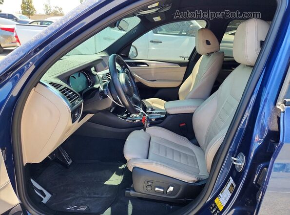5UXTS3C56KLR72931 2019 BMW X3 Blue Front interior view