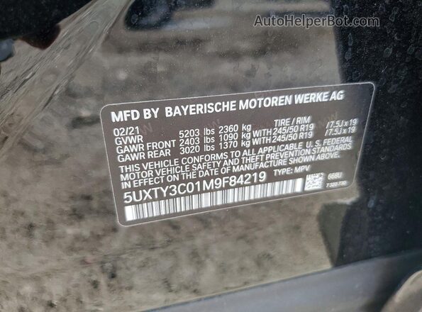 5UXTY3C01M9F84219 2021 BMW X3 Black ძრავის განყოფილების ხედი